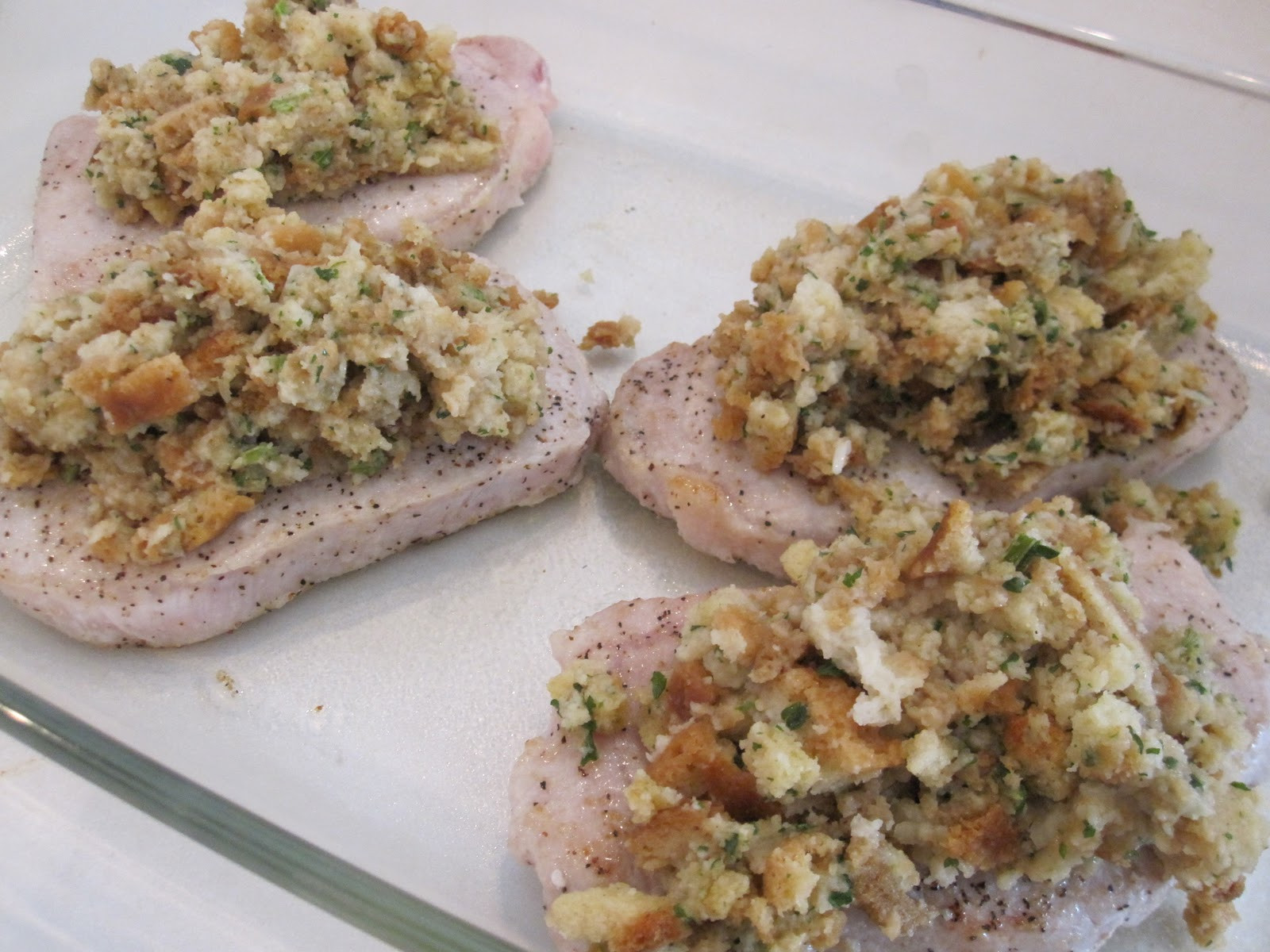 Pork Chops With Stuffing
 Stuffing Topped Pork Chops