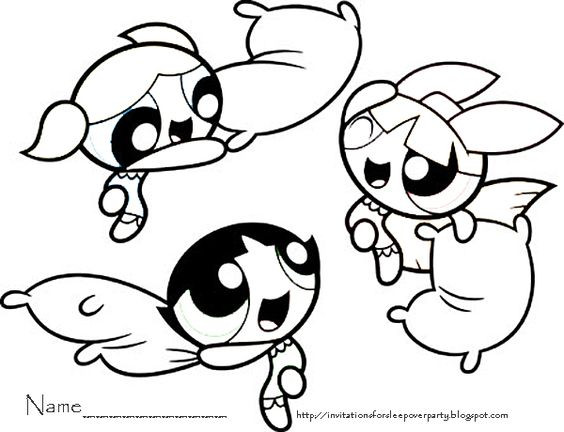 Powder Puff Girls Coloring Pages
 Coloring page featuring the Power Puff Girls having a
