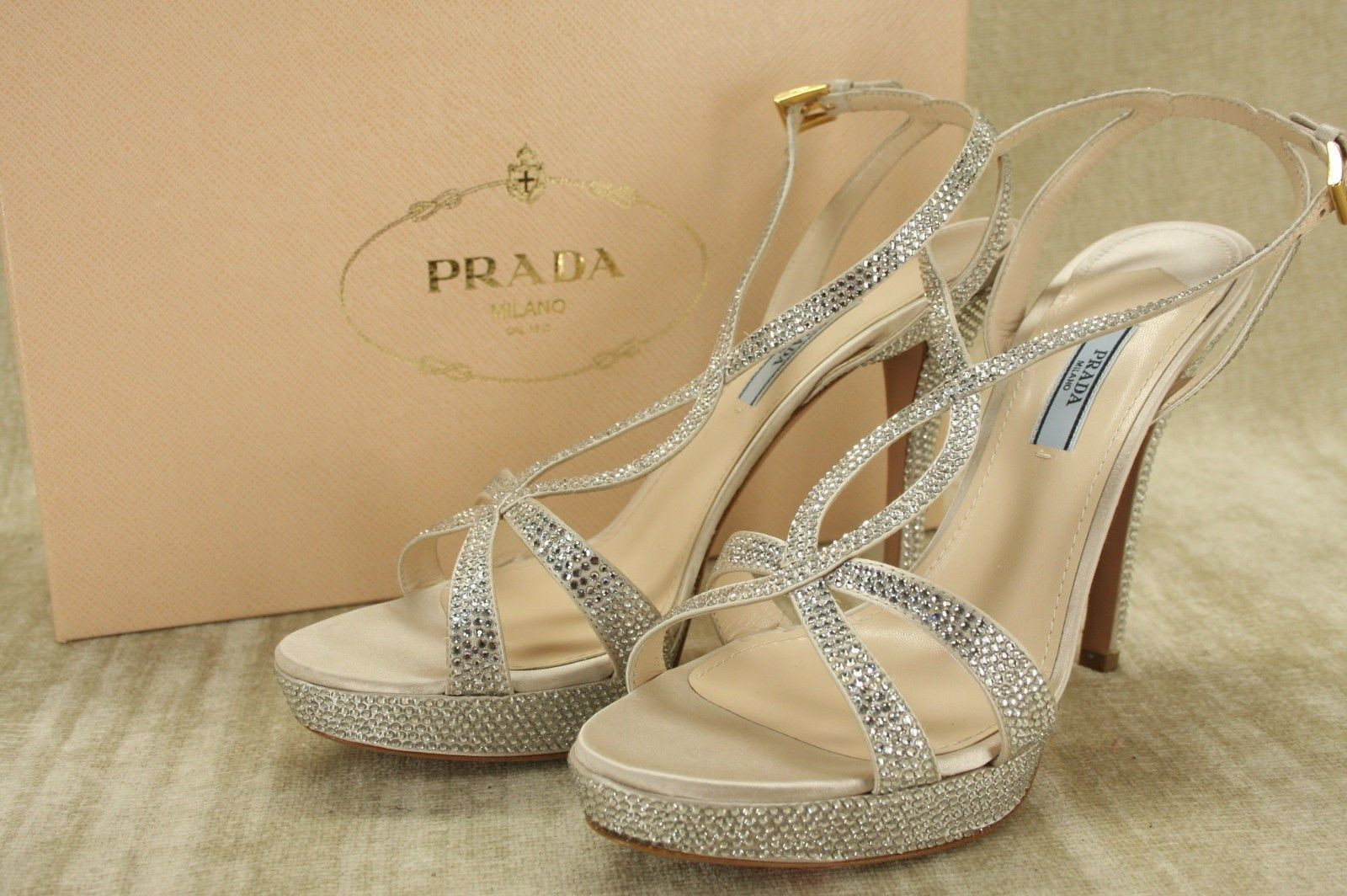 Prada Wedding Shoes
 Prada Sandals Prada Strass Crystal Strappy Platform