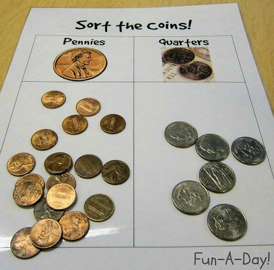 Preschool Money Crafts
 Sorting Coins for President’s Day – Lesson Plans