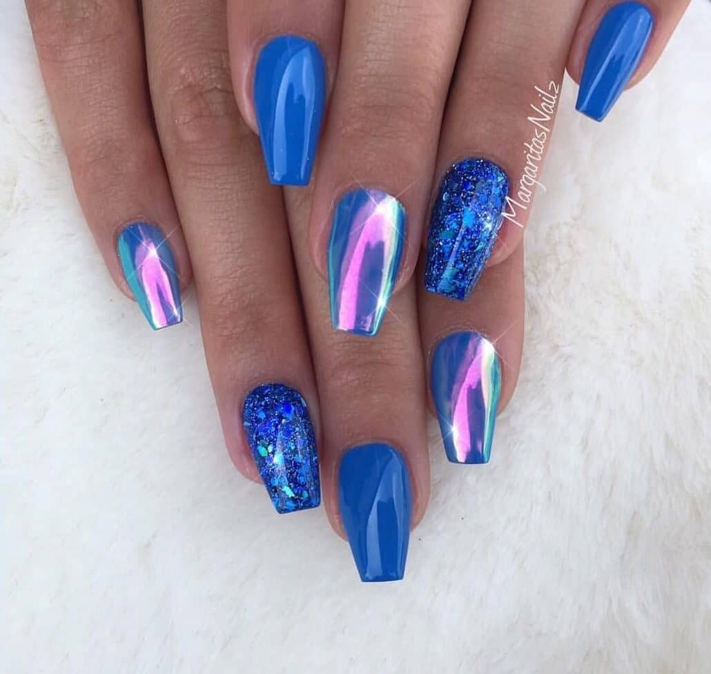 Pretty Blue Nails
 50 Gorgeous Holographic Nails That Are Simply Stunning