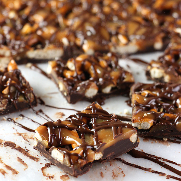 Pretzels Caramel Chocolate
 8 chocolate bark recipes we love from s mores to Snickers