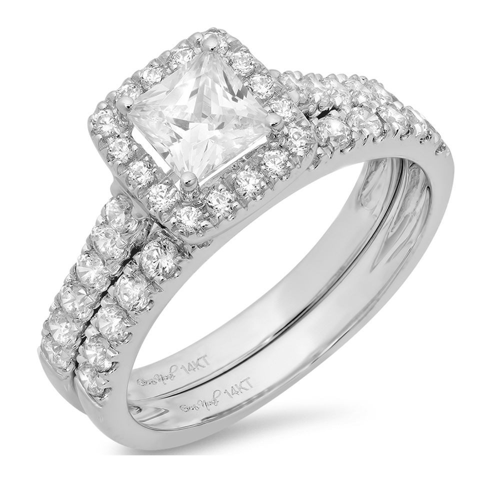 Princes Cut Wedding Rings
 1 80ct Princess Cut Solitaire Halo Engagement Ring band
