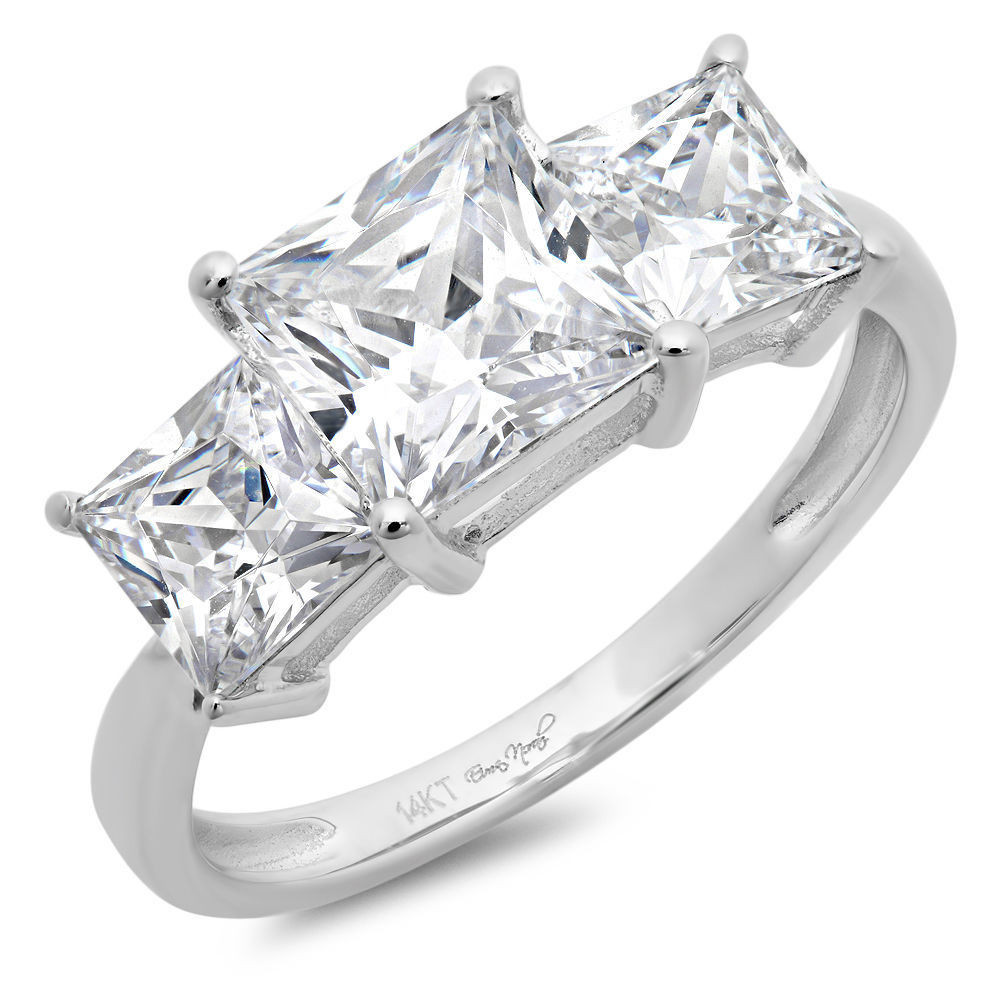 Princes Cut Wedding Rings
 3 25 CT Three Stone Princess Cut Ring Engagement Wedding