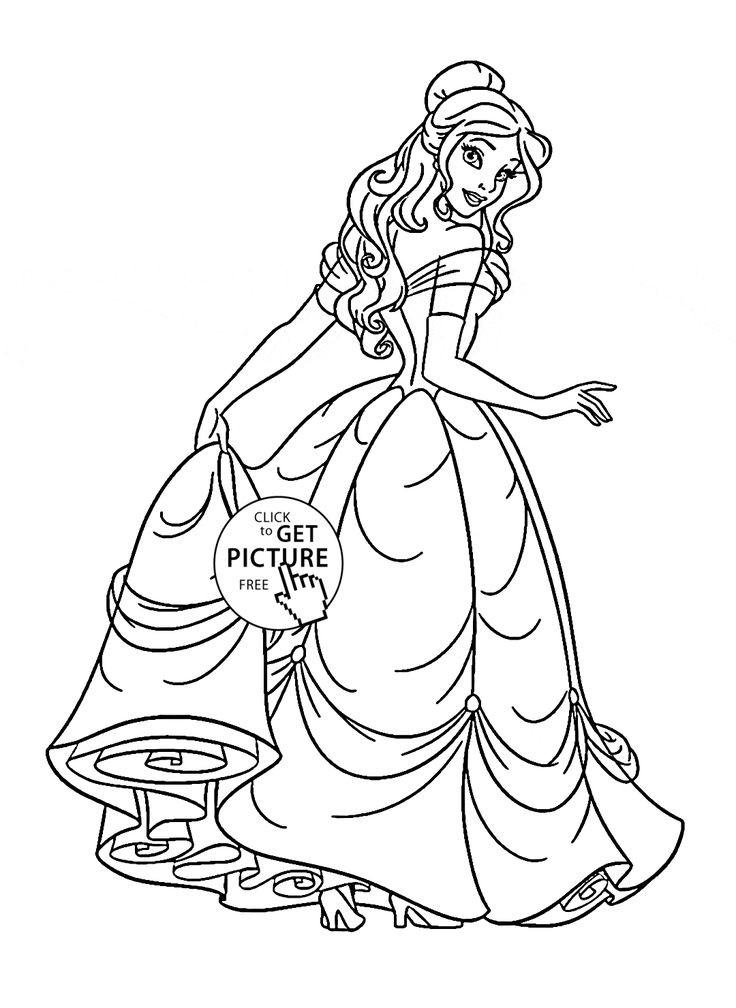 Princess Coloring Pages For Girls
 Disney Princess Belle coloring page for kids disney
