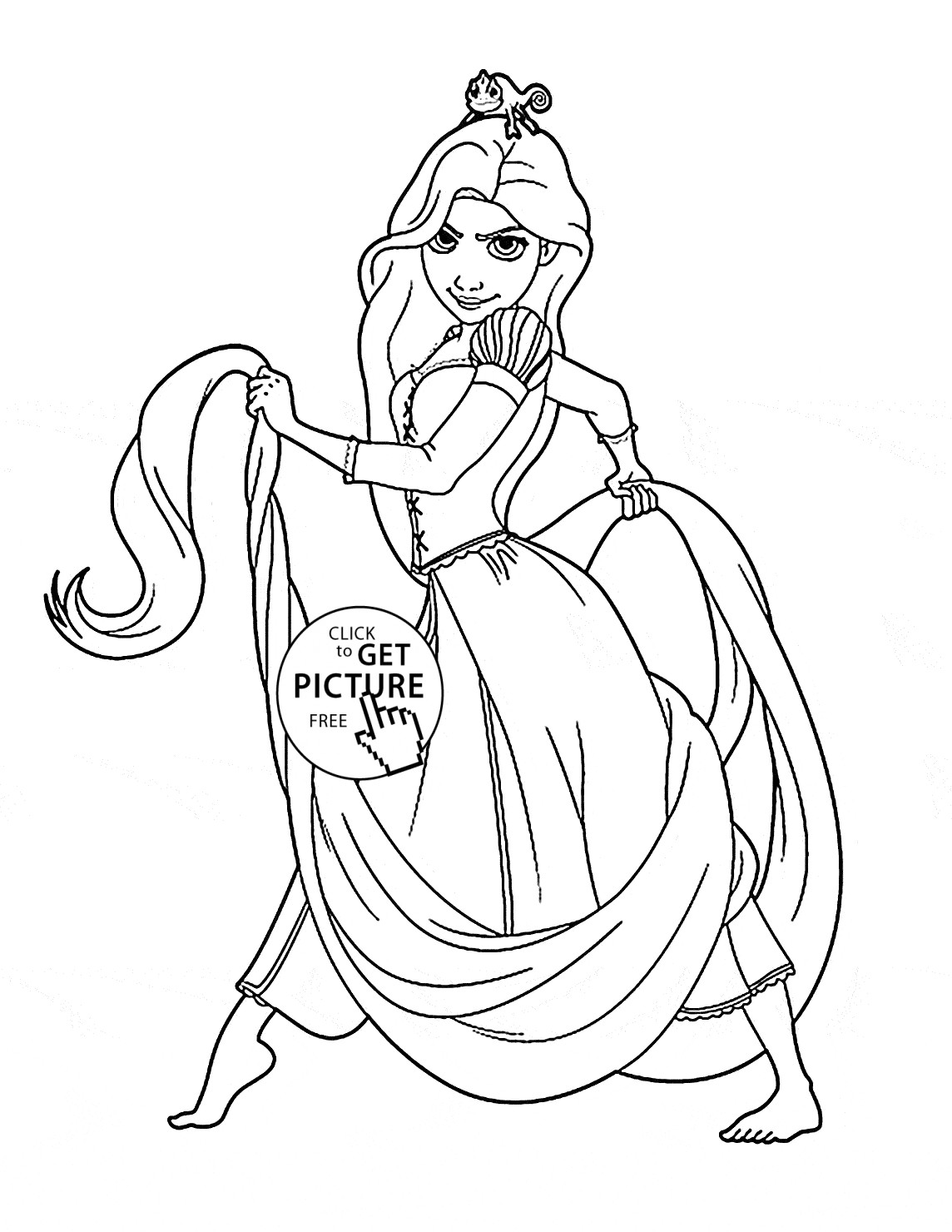 Princess Coloring Pages For Girls
 Serious Princess Rapunzel coloring page for kids disney
