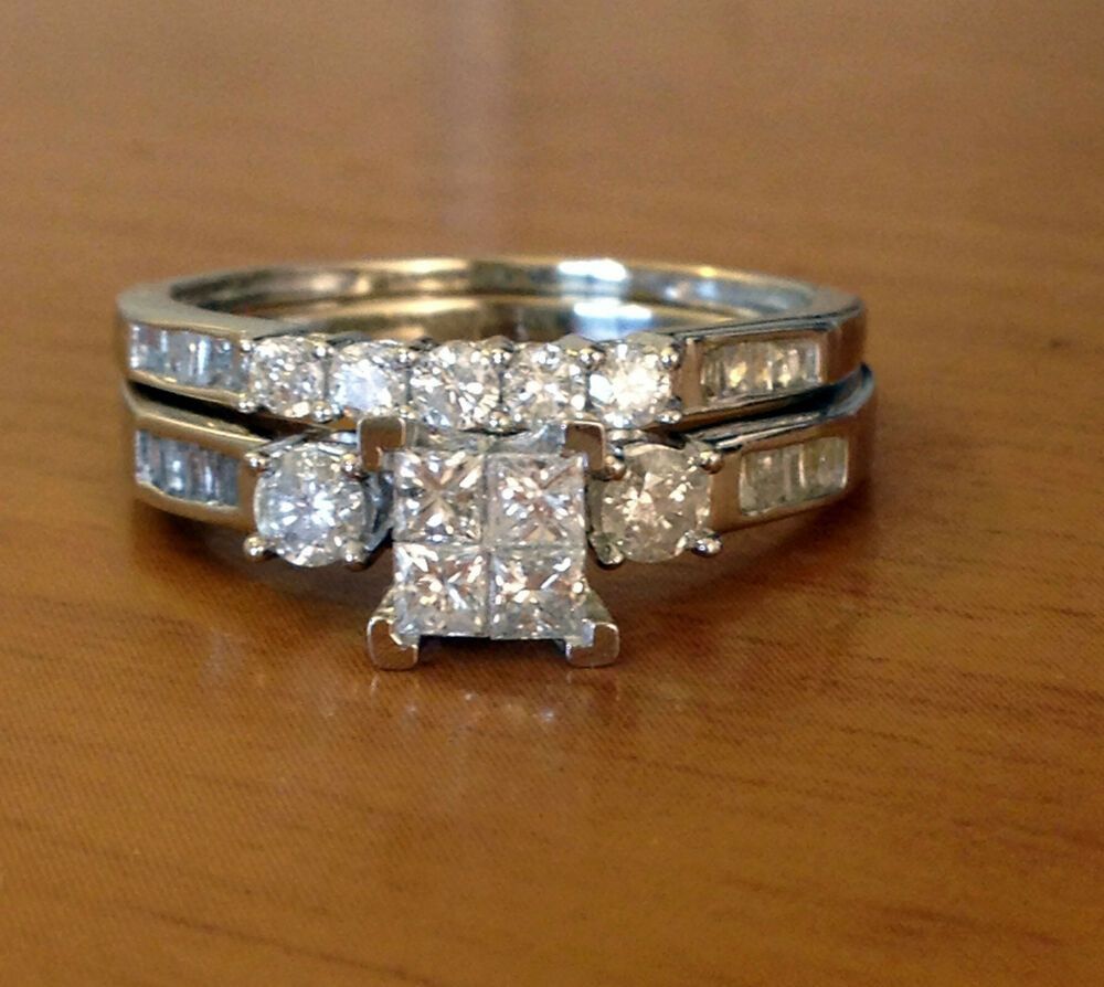 Princess Cut Diamond Bridal Sets
 10k White Gold Princess Cut Round Diamonds Engagement
