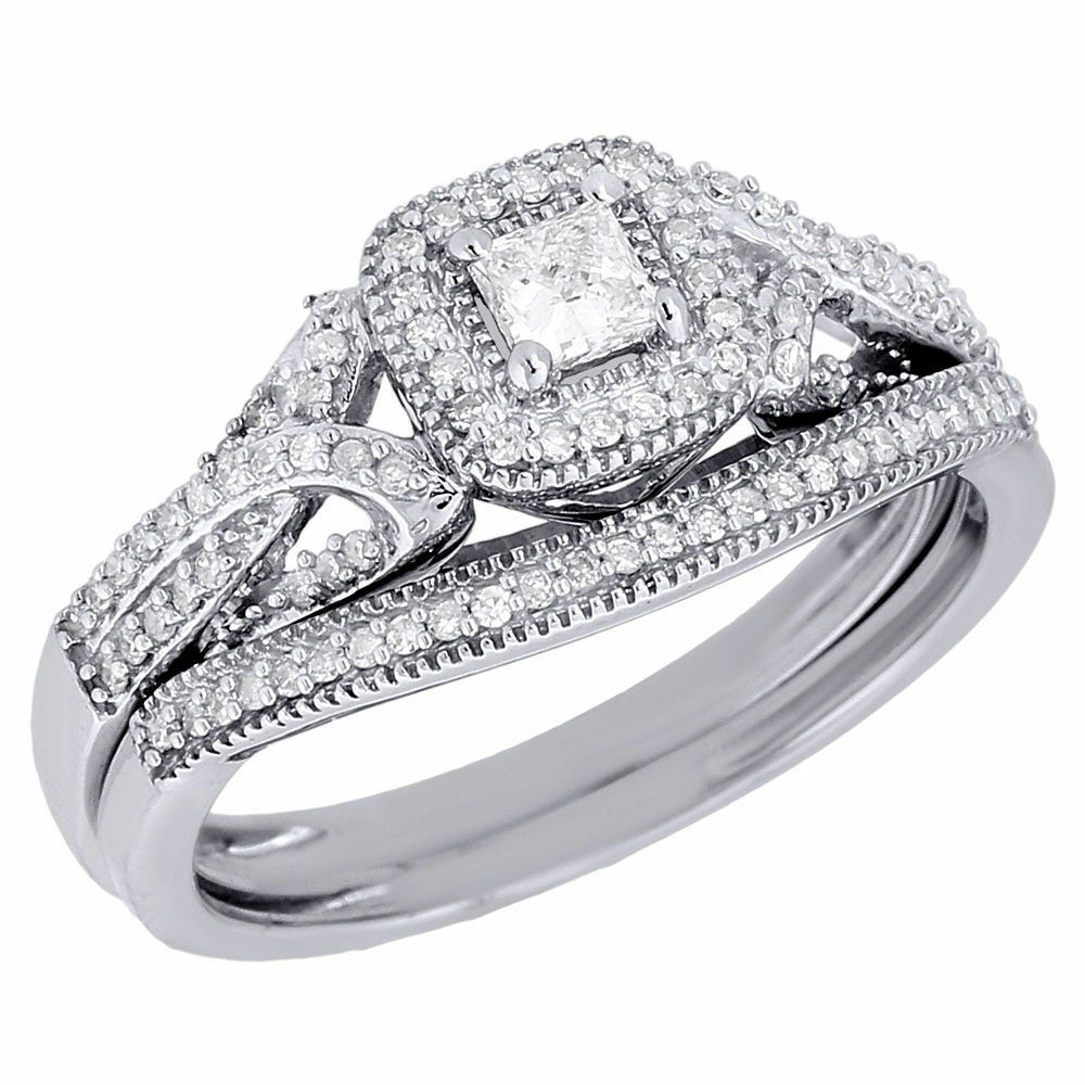 Princess Cut Diamond Bridal Sets
 10K White Gold Princess Cut Solitaire Bridal Set Diamond