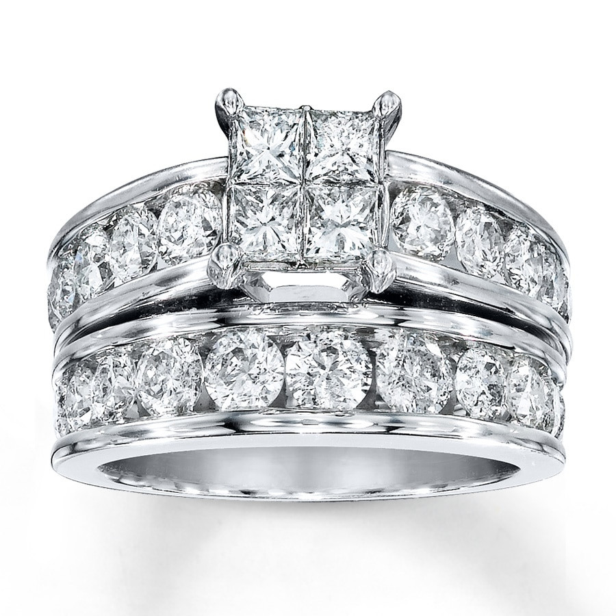 Princess Cut Diamond Bridal Sets
 Diamond Bridal Set 3 cttw Princess cut Round 14K White