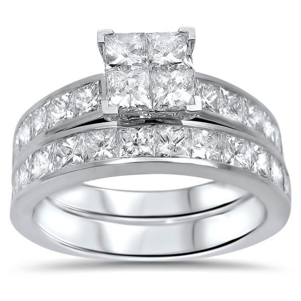 Princess Cut Diamond Bridal Sets
 Noori 14k White Gold 2ct TDW Princess cut Diamond Quad