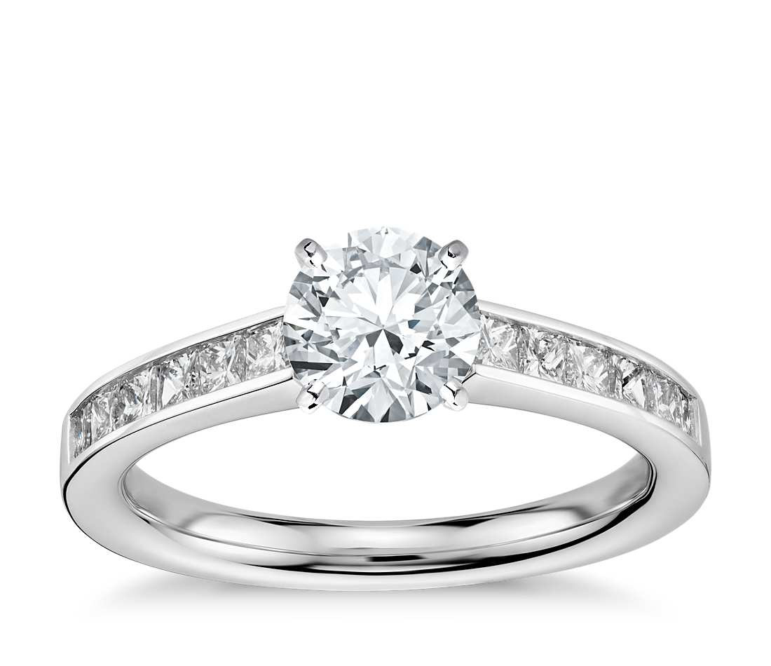 Princess Cut White Gold Engagement Ring
 Princess Cut Channel Set Diamond Engagement Ring in 14k