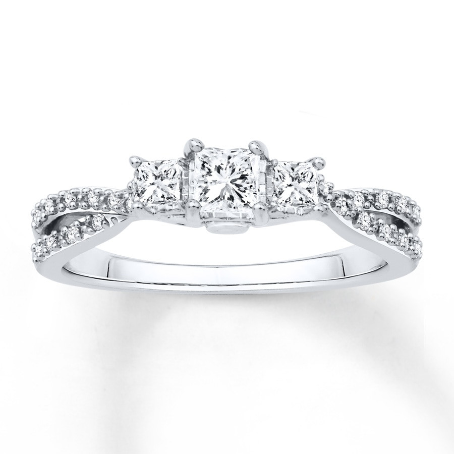Princess Cut White Gold Engagement Ring
 Diamond Engagement Ring 1 2 ct tw Princess cut 14K White