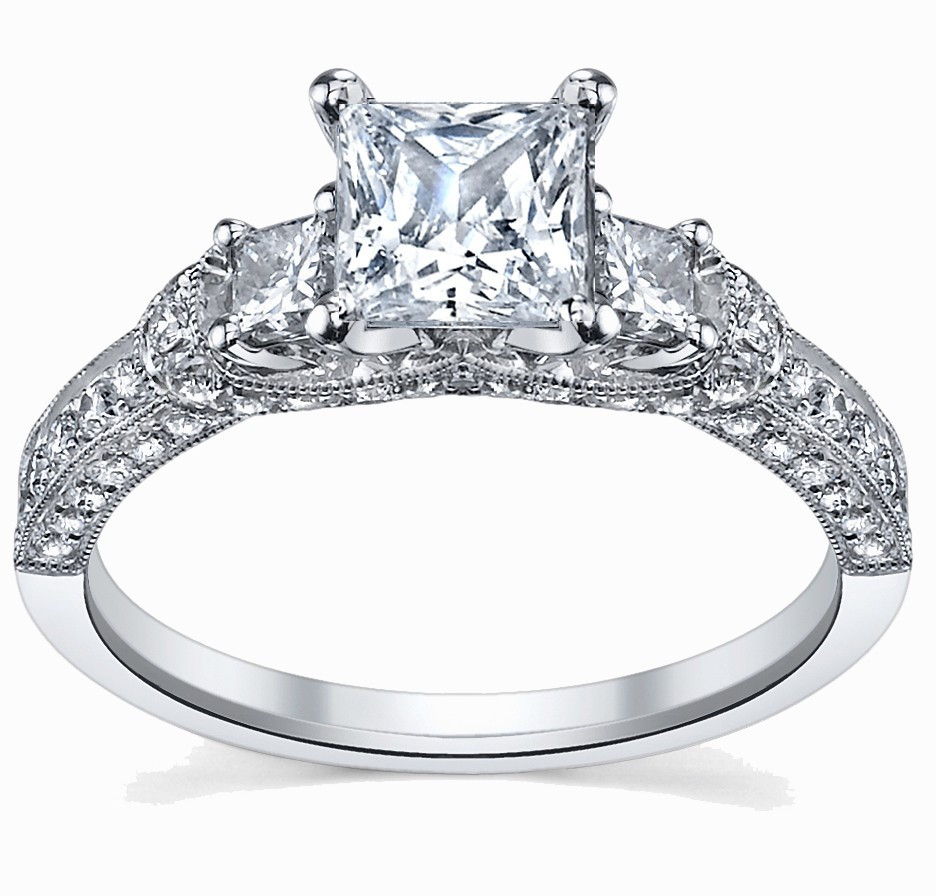 Princess Cut White Gold Engagement Ring
 Glamorous Antique Engagement Ring 1 00 Carat Princess Cut