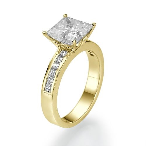 Princess Cut White Gold Engagement Ring
 Channel Princess Cut Diamond Engagement Ring 14k White Gold