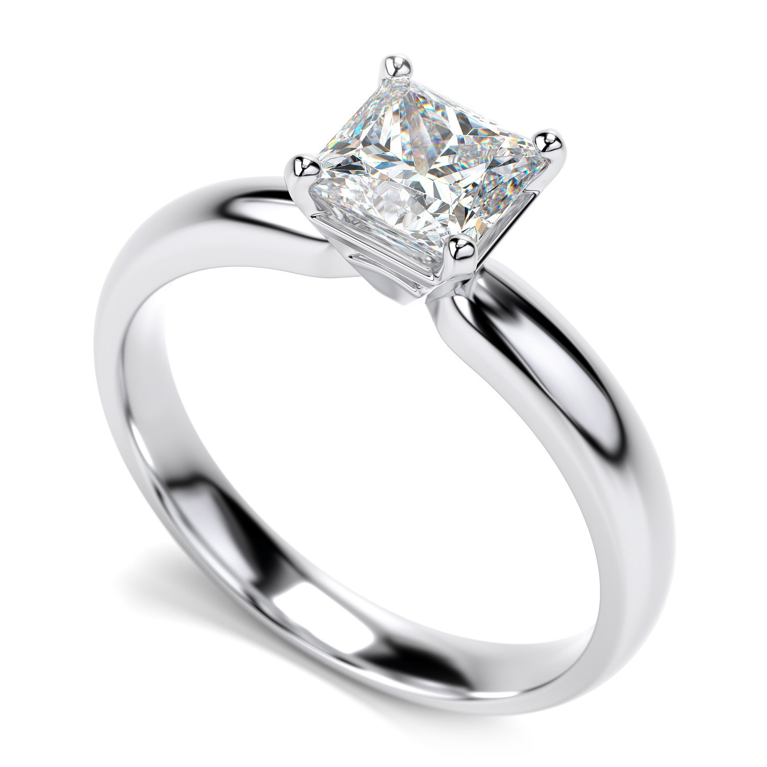 Princess Cut White Gold Engagement Ring
 14K White Gold Diamond Princess Cut Solitaire Engagement