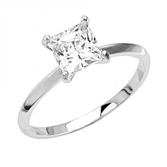 Princess Cut White Gold Engagement Ring
 1 Ct Princess Cut Solitaire Engagement Wedding Promise