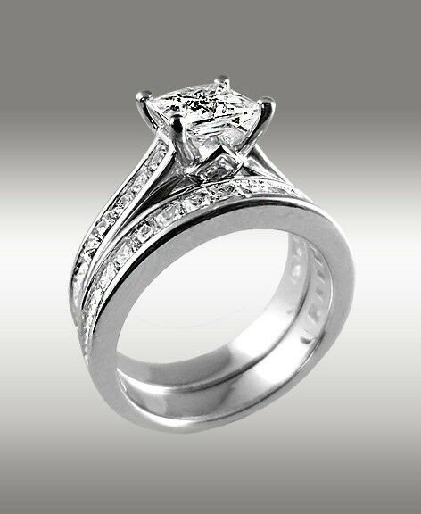 Princess Cut White Gold Engagement Ring
 3 72ct Princess Cut Engagement Ring W Matching Wedding