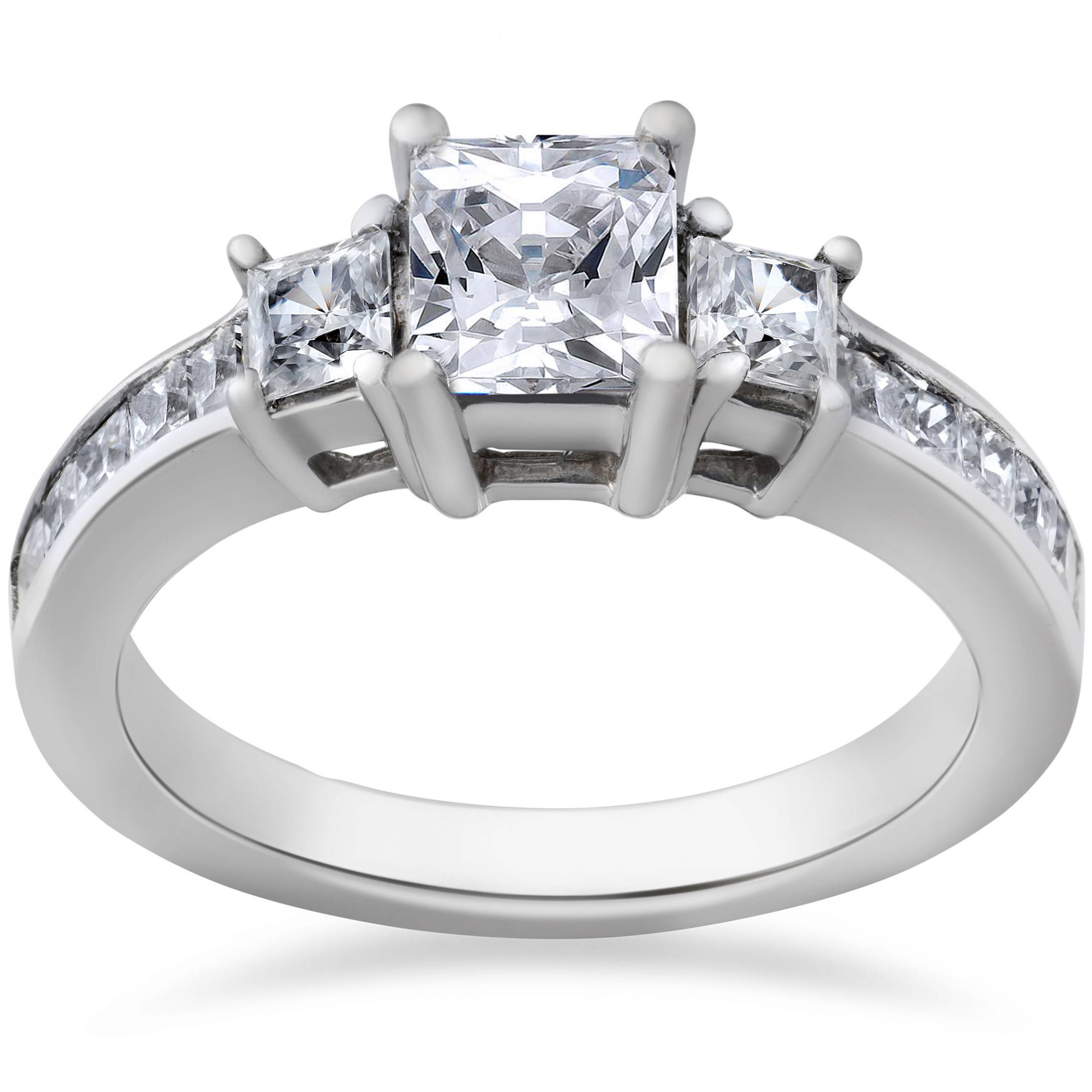 Princess Cut White Gold Engagement Ring
 Princess Cut Diamond Engagement Ring 3 Stone 1 1 2ct 14k