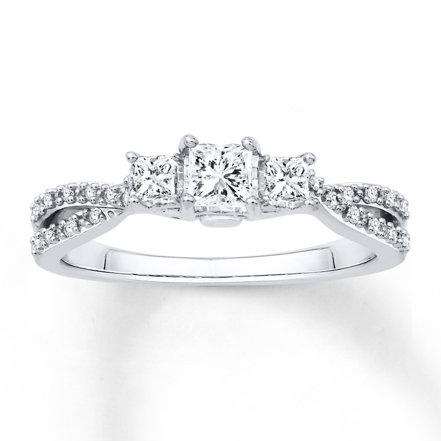 Princess Cut White Gold Engagement Rings
 Diamond Engagement Ring 1 2 ct tw Princess cut 14K White