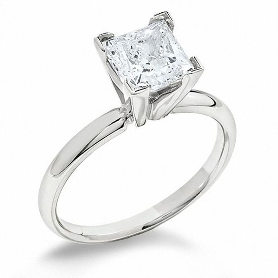 Princess Cut White Gold Engagement Rings
 2 CT Princess Cut Diamond Solitaire Engagement Ring in