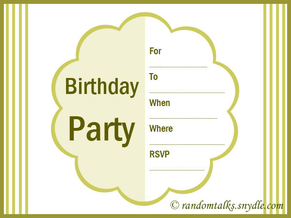 Printable Birthday Invitation Cards
 Free Printable Birthday Invitations Random Talks