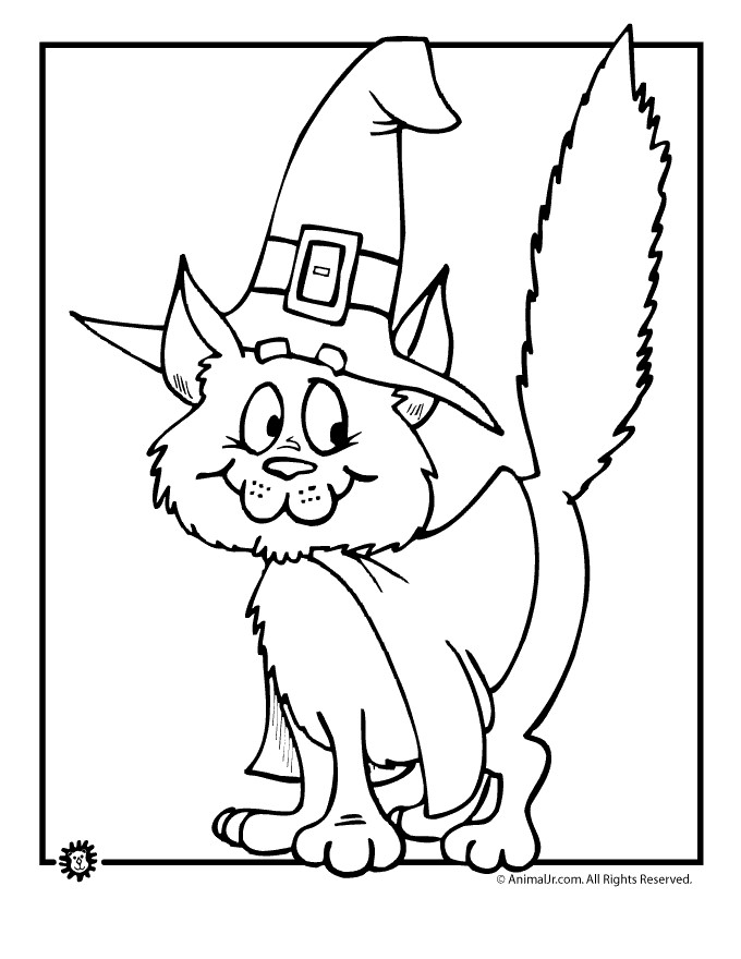 Printable Cat Coloring Pages For Kids
 Fantasy Jr witch cat coloring