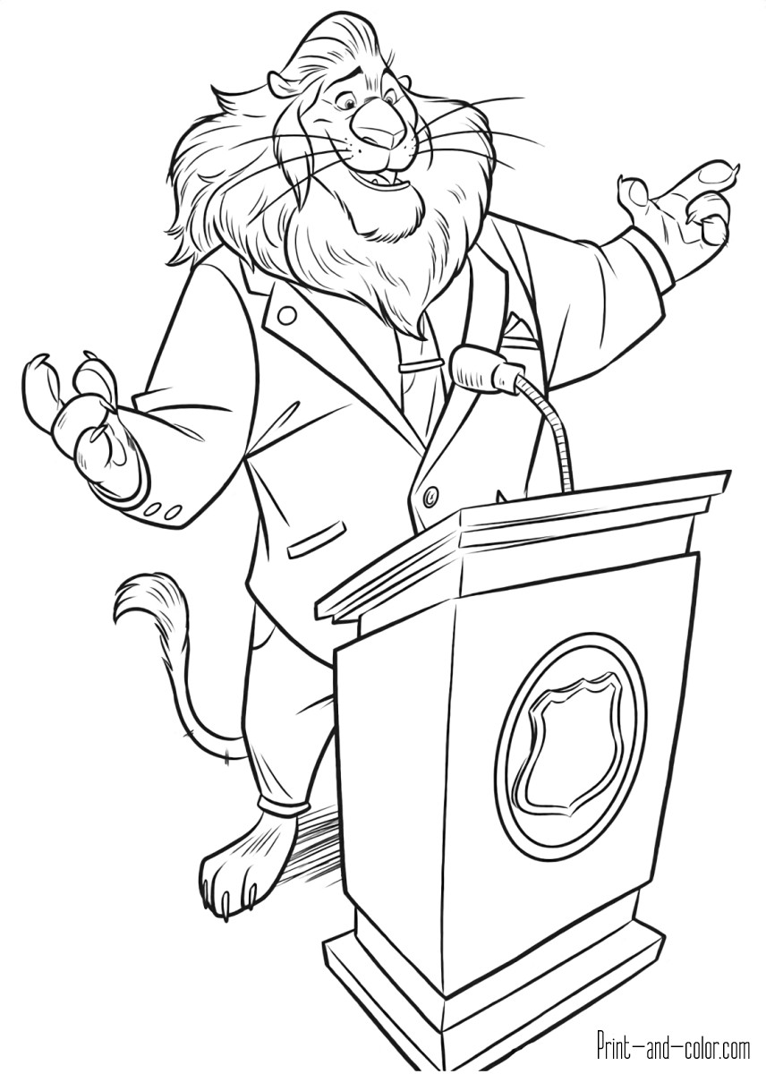 Printable Coloring Books
 Zootopia coloring pages