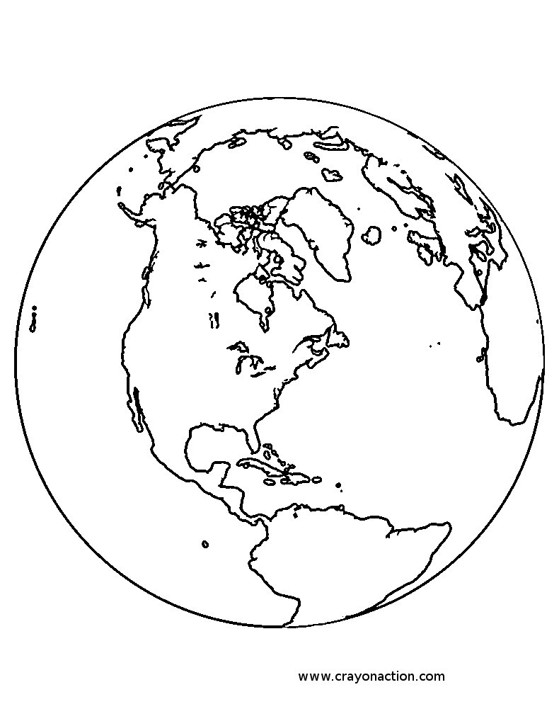 Printable Earth Coloring Pages
 Earth Globe Coloring Page