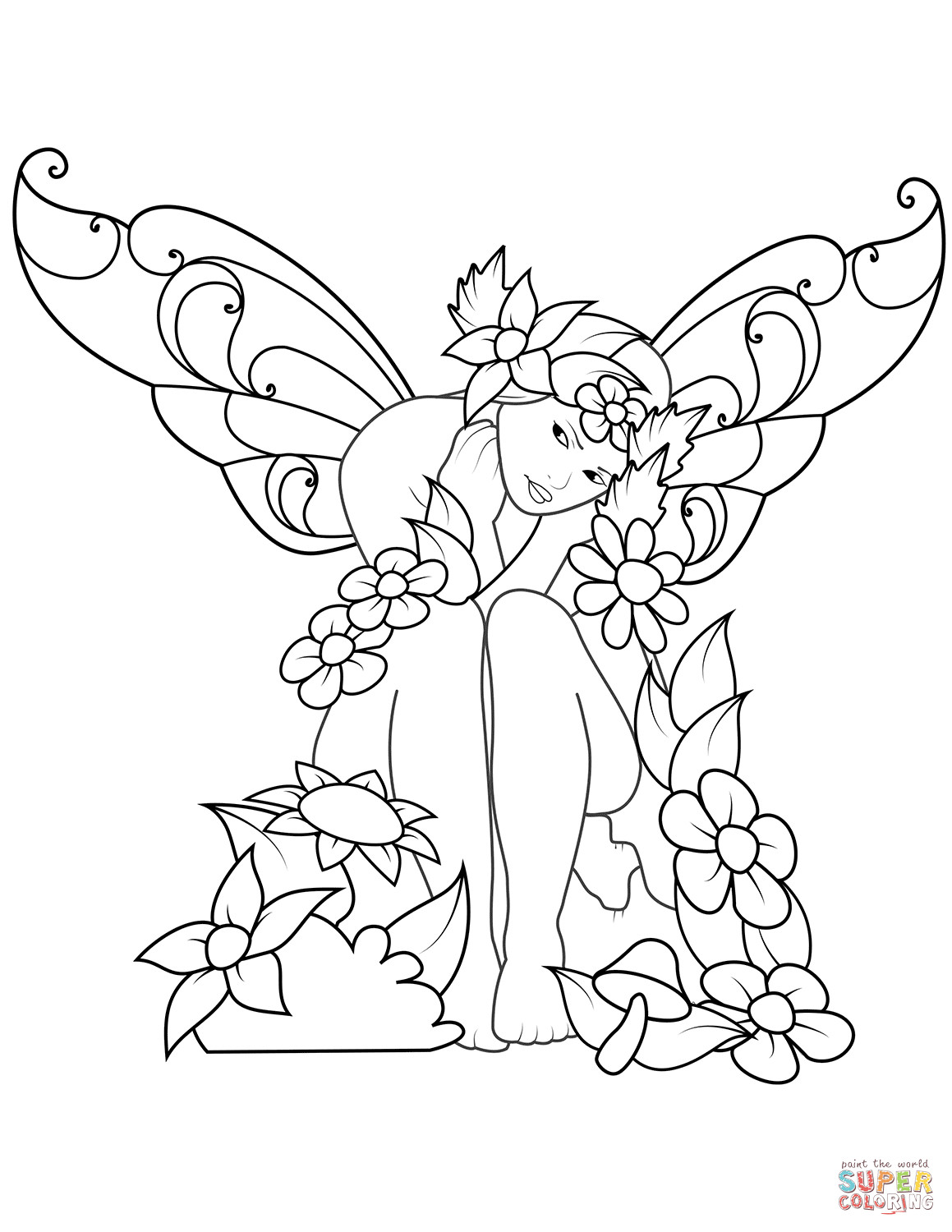 Printable Fairies Coloring Pages
 Sad Fairy coloring page