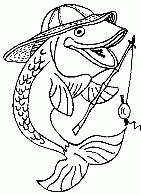 Printable Fishing Coloring Pages
 Sea creature coloring pages Fishing fish