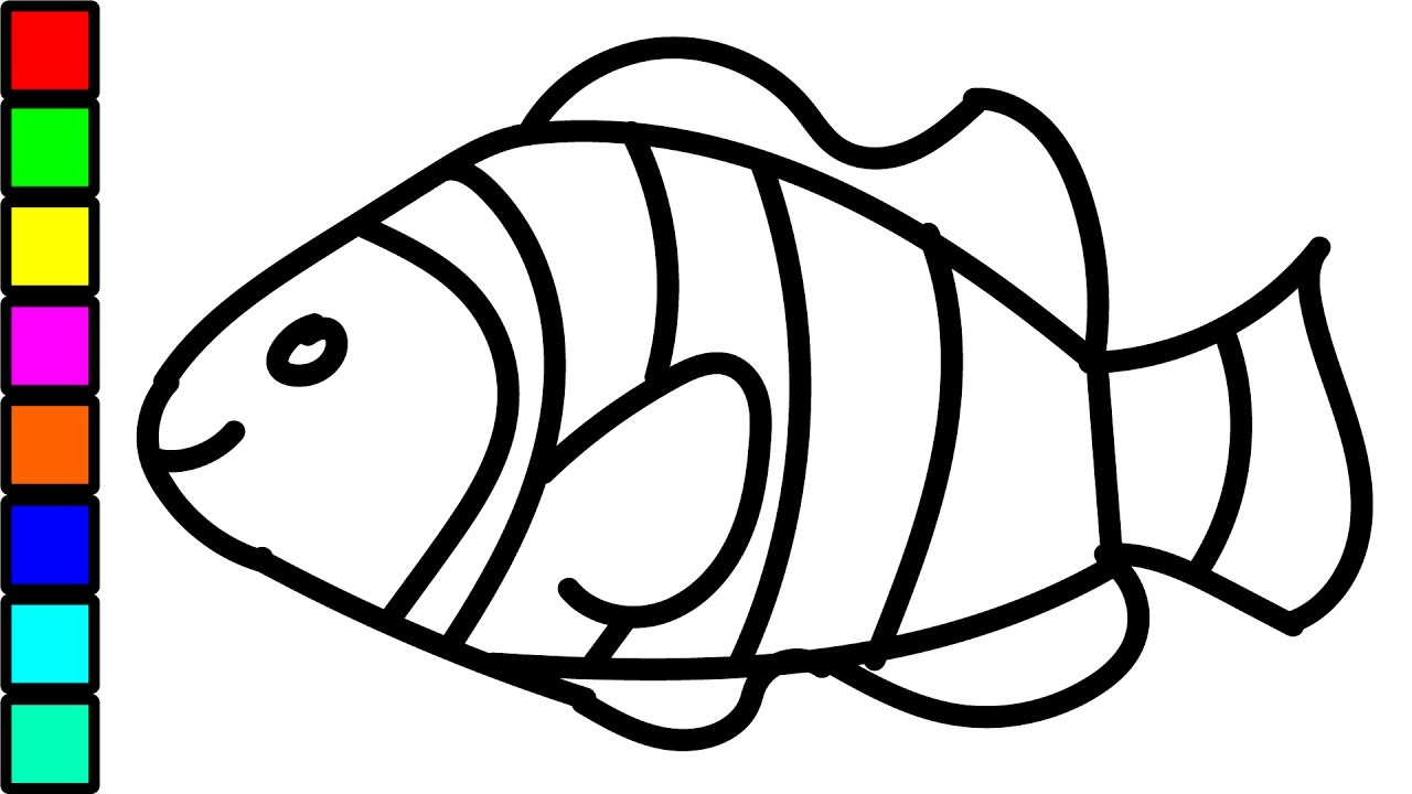 Printable Fishing Coloring Pages
 Clown Fish Colouring Videos for Kids Coloring Pages for