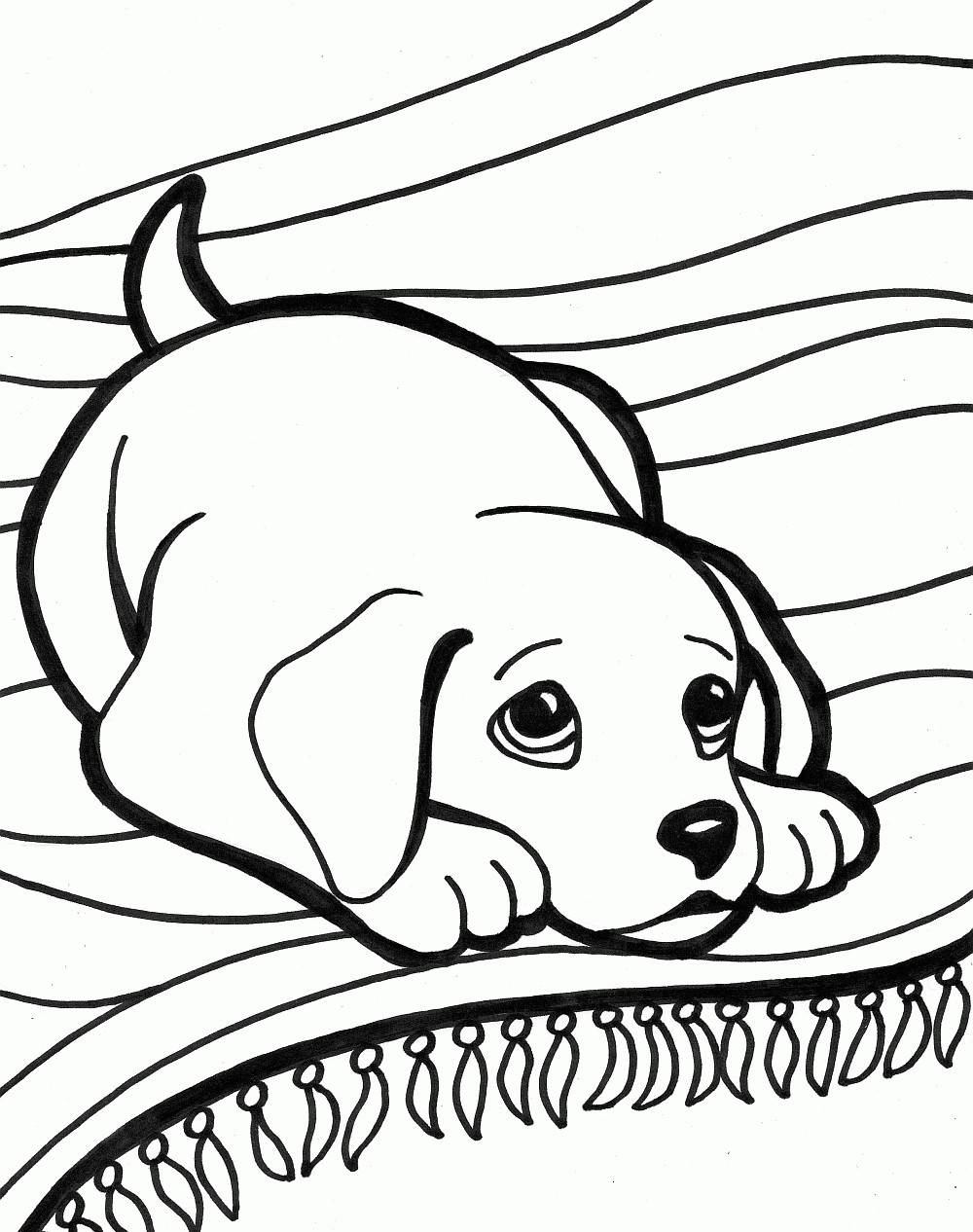 Printable Puppy Coloring Pages
 Puppy World Cute Cartoon Puppy