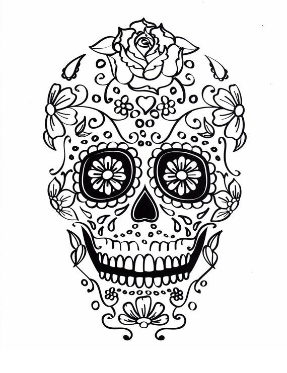 Printable Sugar Skull Coloring Pages
 Five different sugar skull coloring pages printable