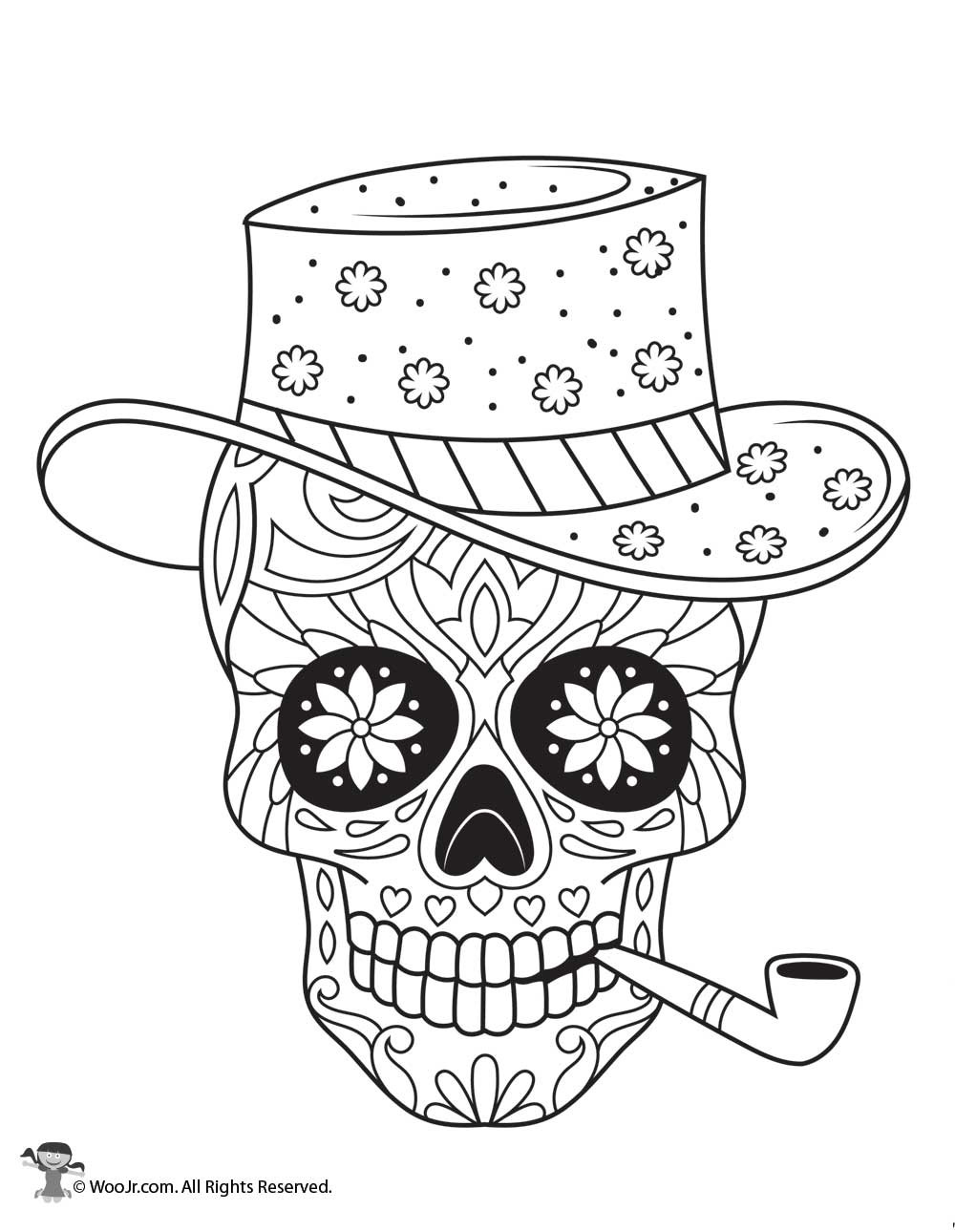 Printable Sugar Skull Coloring Pages
 Sugar Skulls Adult Coloring Page