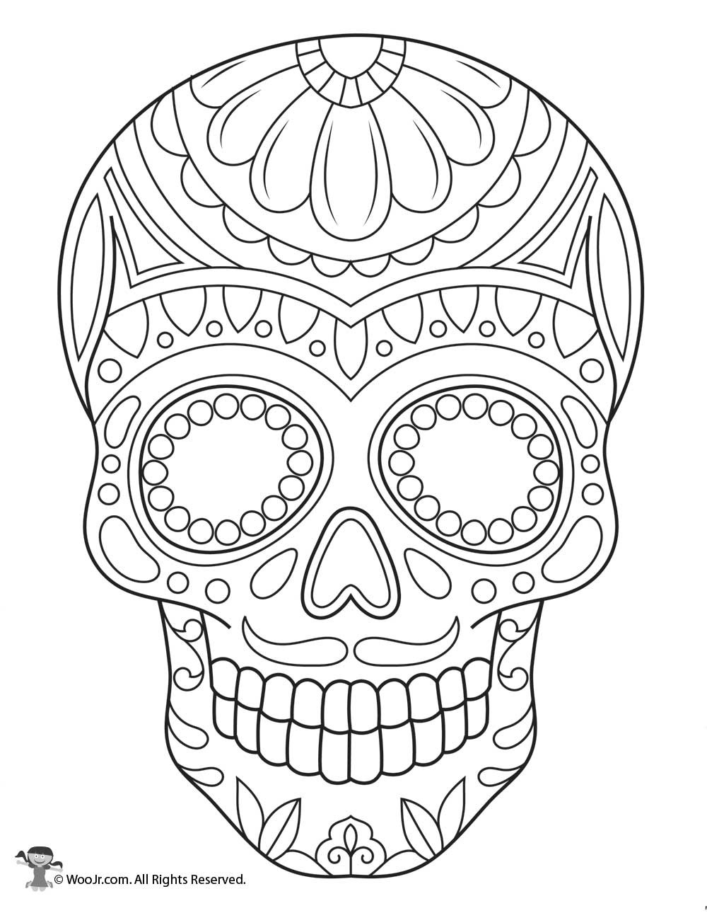 Printable Sugar Skull Coloring Pages
 Sugar Skull Coloring Page