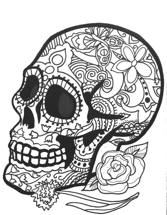 Printable Sugar Skull Coloring Pages
 10 MORE Sugar Skull Day of the Dead Original Art Coloring Book