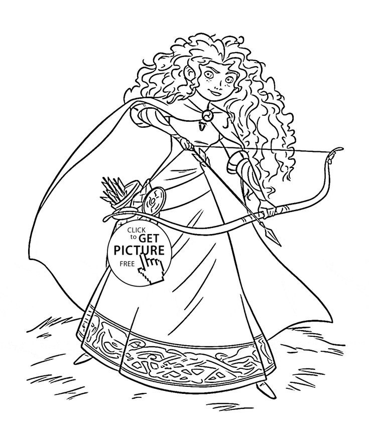 Printables Free Coloring Pages
 Brave Princess Merida coloring page for kids disney