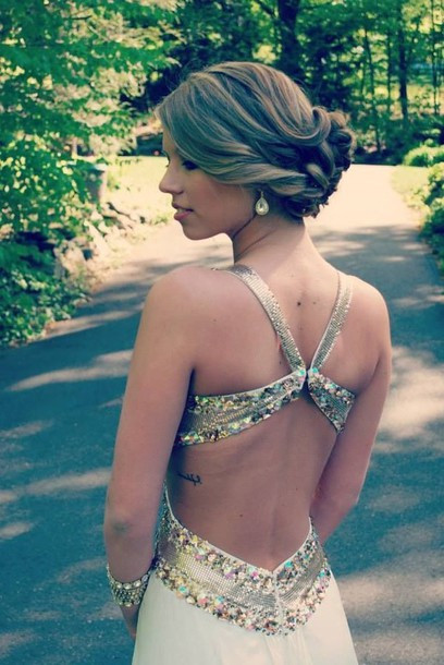 Prom Hairstyles For Open Back Dress
 Dress backless dress ivory dress prom dress prom dress