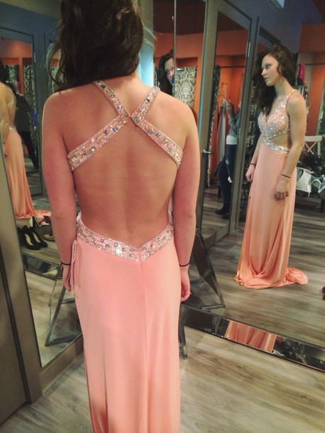 Prom Hairstyles For Open Back Dress
 dress pink prom sparkle beading backless clothes