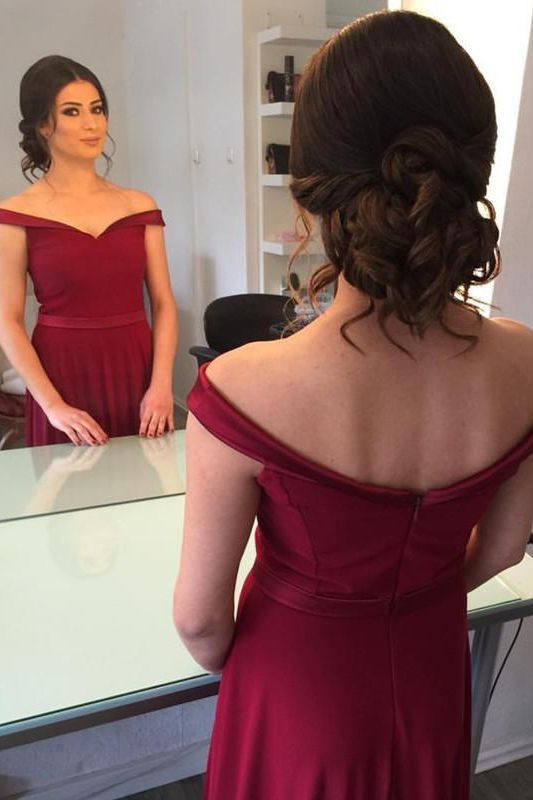 Prom Hairstyles For Open Back Dress
 Burgundy Prom Dress f The Shoulder Strap Birthday Party