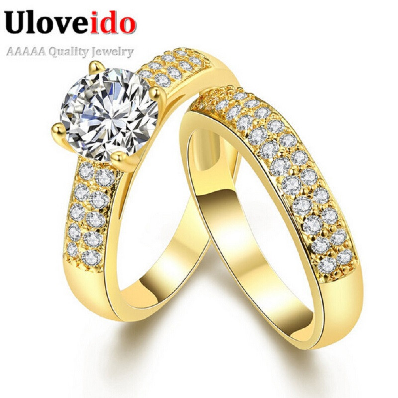 Promise Ring Engagement Ring And Wedding Ring Set
 Uloveido Jewelry Promise Engagement Double Rings For