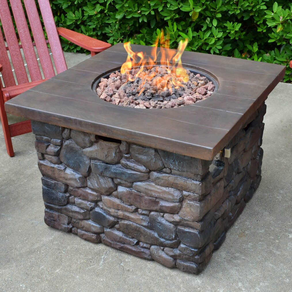 Propane Fire Pit Table Set
 Tortuga Outdoor Yosemite Faux Wood Stone Propane Fire Pit