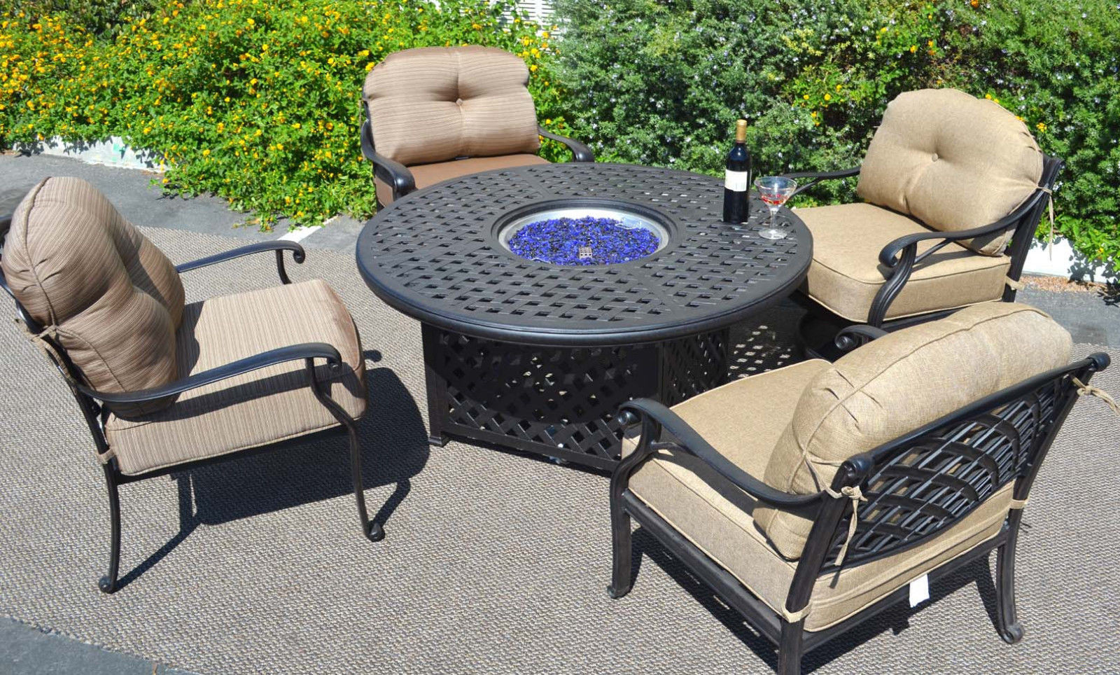 Propane Fire Pit Table Set
 Outdoor fire pit propane table 5 pc dining set patio