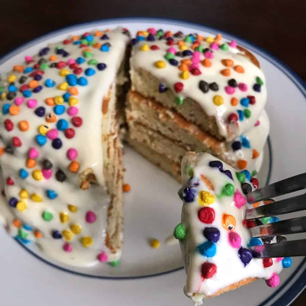 Protein Birthday Cake
 Birthday Cake Protein Pancakes with Vanilla Protein Frosting