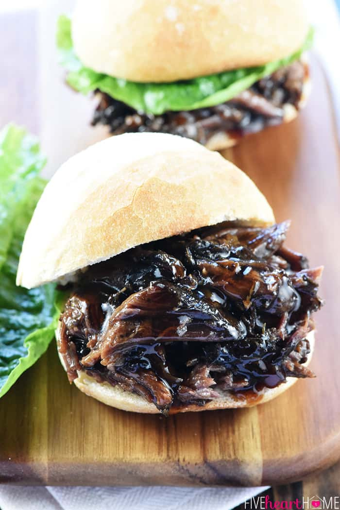 Pulled Beef Sandwiches Recipe
 Slow Cooker Honey Balsamic Shredded Beef Sandwiches