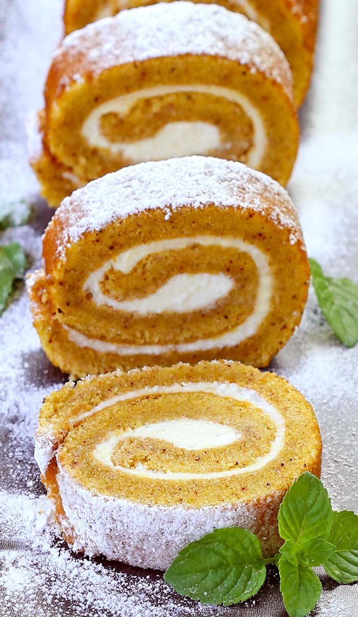 Pumpkin Cake Roll
 Pumpkin Roll with Cream Cheese Filling Cakescottage