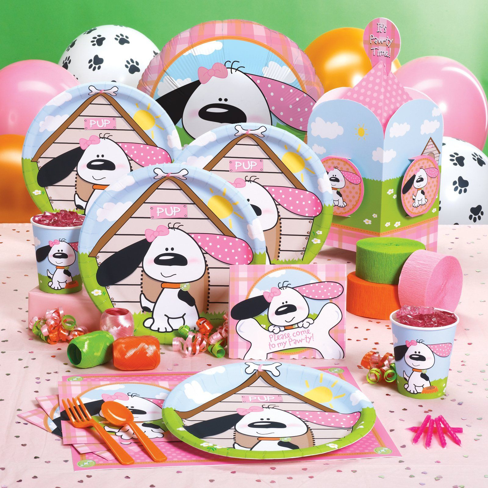 Puppy Birthday Party Supplies
 Playful Puppy Pink Party Supplies Loves this stuff too