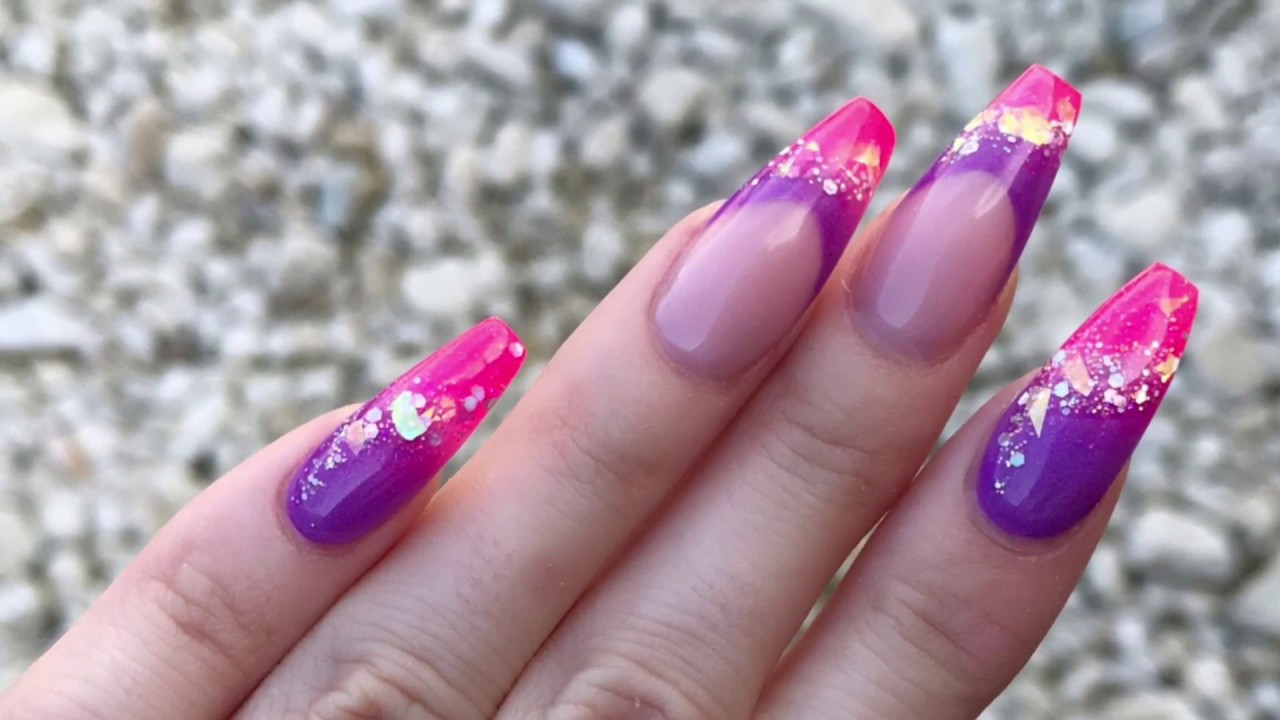 Purple Acrylic Nail Designs
 Pink and Purple Acrylic Nail Design Collab with