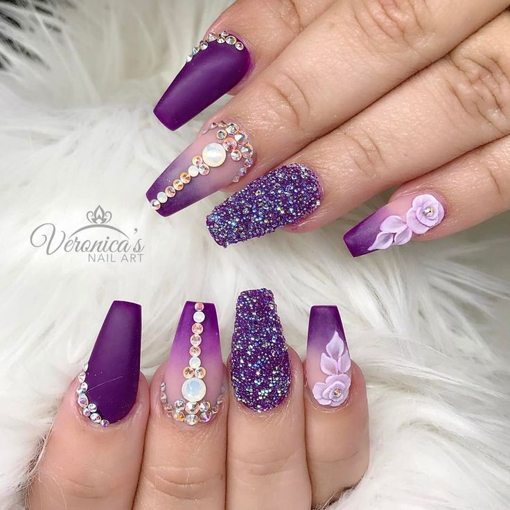 Purple Acrylic Nail Designs
 Best 25 Purple nail designs ideas on Pinterest