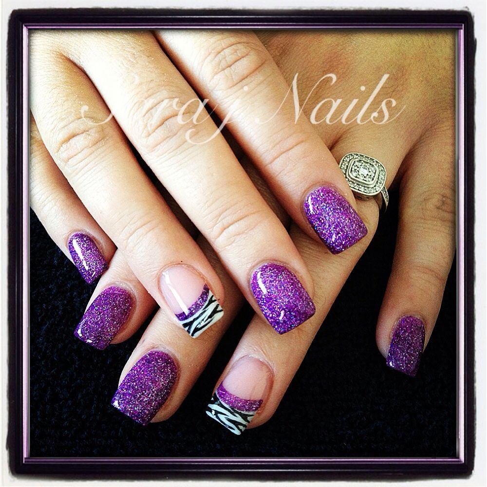 Purple Acrylic Nail Designs
 Acrylic Nail Design Love the purple not so much the zebra